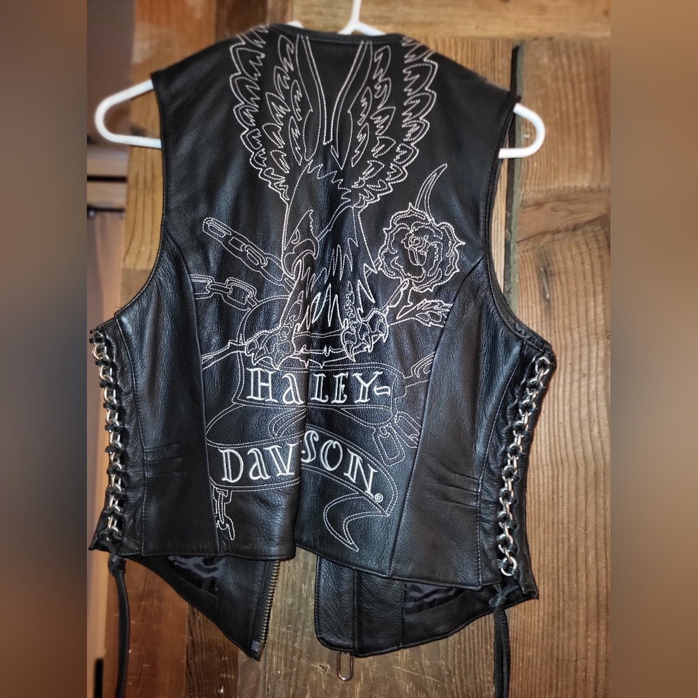 Womens Harley Davidson Black Leather Vest